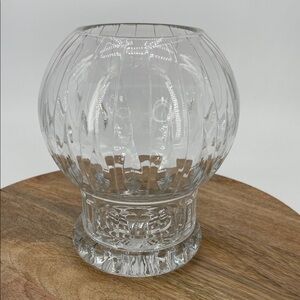 Block Hand Cut Crystal Hurricane Lamp